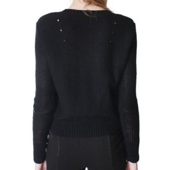T by Alexander Wang Tape Yarn Crewneck Knitted Sweater Black Size Small - Picture 1 of 8